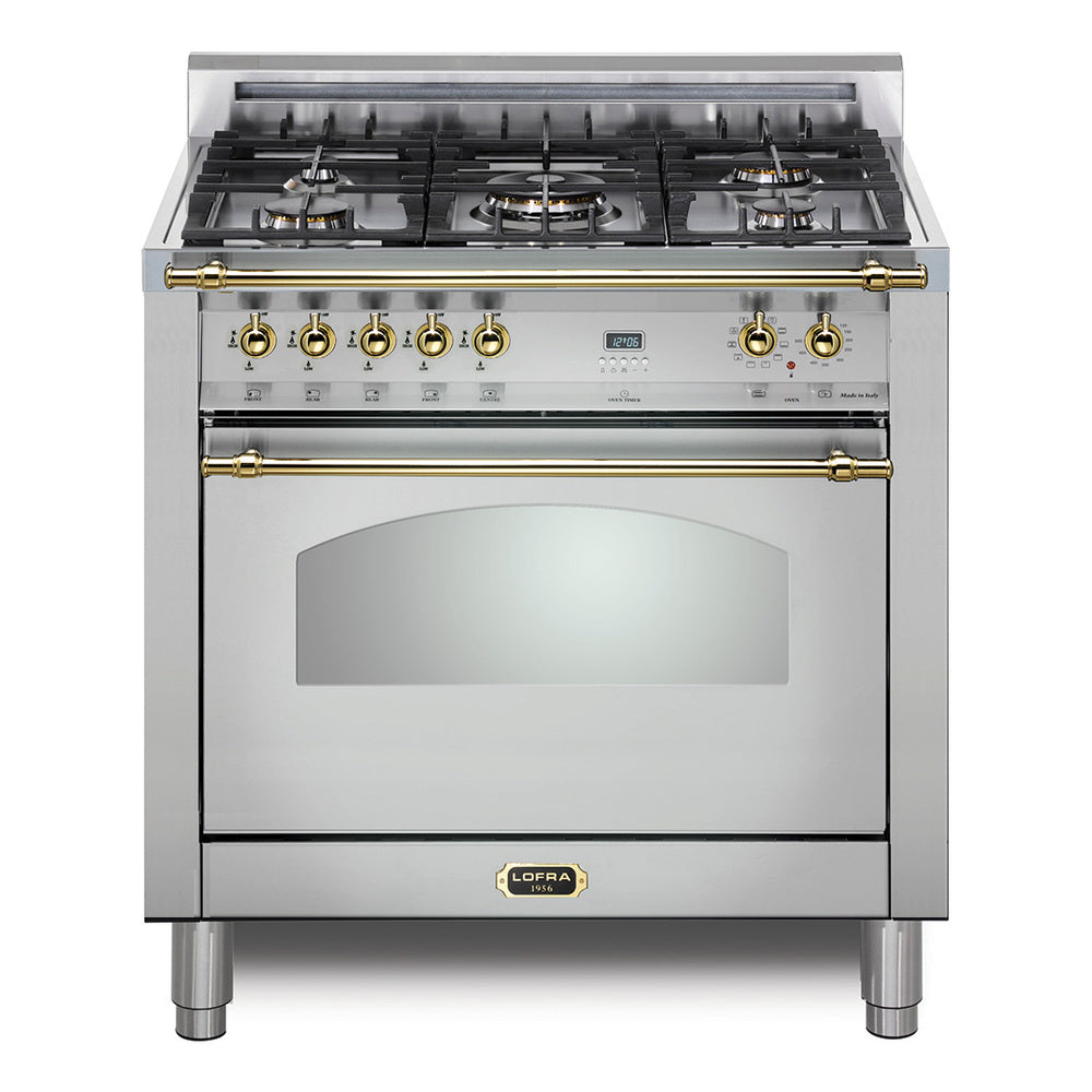 Lofra 30" Dolcevita Series Freestanding Dual Fuel Range with 5 Sealed Brass Burners, 3 cu. ft. Oven Capacity and True European Convection