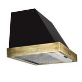 Forno Vittorio 36-Inch Wall Mount Range Hood, Antique Brass Trim, 424 CFM Airflow, Dishwasher-Safe Baffle Filters, Remote Control, 3-Speed Fan, Bright LED Lighting.