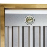 Forno Vittorio 36-Inch Wall Mount Range Hood, Antique Brass Trim, 424 CFM Airflow, Dishwasher-Safe Baffle Filters, Remote Control, 3-Speed Fan, Bright LED Lighting.