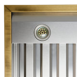 Forno Vittorio 48" Wall Mount Range Hood – Antique Brass Trim, 424 CFM, Remote Control, LED Lighting & Dishwasher-Safe Filters