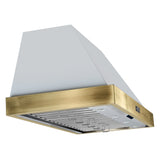 Forno Vittorio 48" Wall Mount Range Hood – Antique Brass Trim, 424 CFM, Remote Control, LED Lighting & Dishwasher-Safe Filters