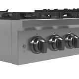 Forno Spezia Alta Qualita Pro-Style Gas Rangetop, Stainless Steel, Continuous Cast Iron Grates