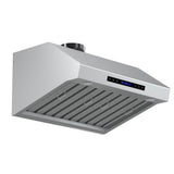 Forno Palazzo Wall Mounted Range Hood, Stainless Steel, Heavy Duty Baffle Filters, Remote Control