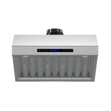 Forno Palazzo Wall Mounted Range Hood, Stainless Steel, Heavy Duty Baffle Filters, Remote Control