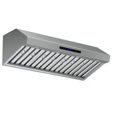 Forno Palazzo Wall Mounted Range Hood, Stainless Steel, Heavy Duty Baffle Filters, Remote Control