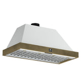 Forno Vittorio 48" Wall Mount Range Hood – Antique Brass Trim, 424 CFM, Remote Control, LED Lighting & Dishwasher-Safe Filters