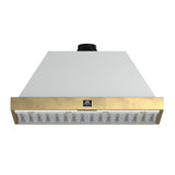 Forno Vittorio 48" Wall Mount Range Hood – Antique Brass Trim, 424 CFM, Remote Control, LED Lighting & Dishwasher-Safe Filters