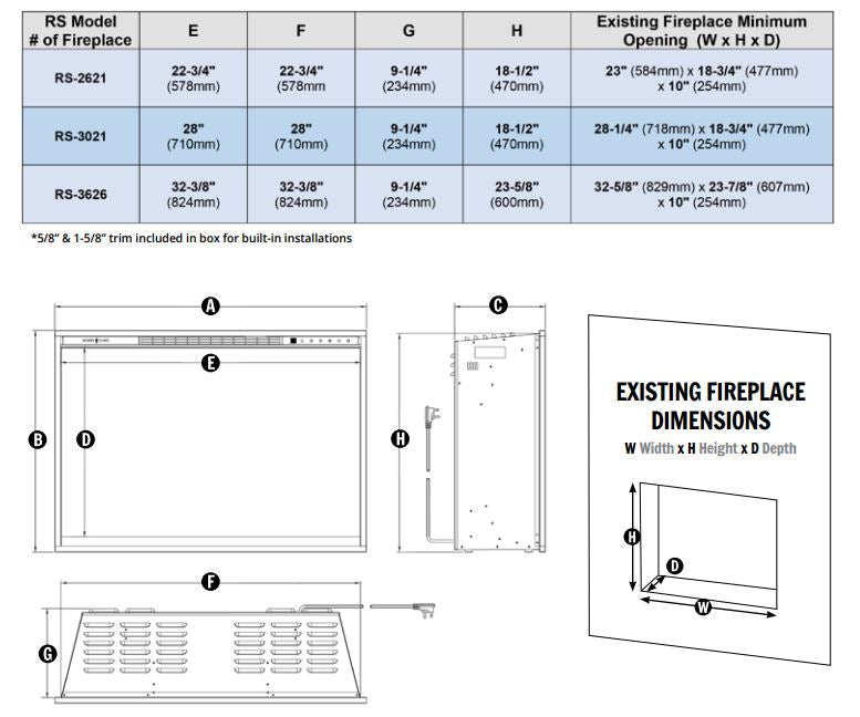 Modern Flames 30" Redstone Traditional Electric Fireplace [RS-3021]