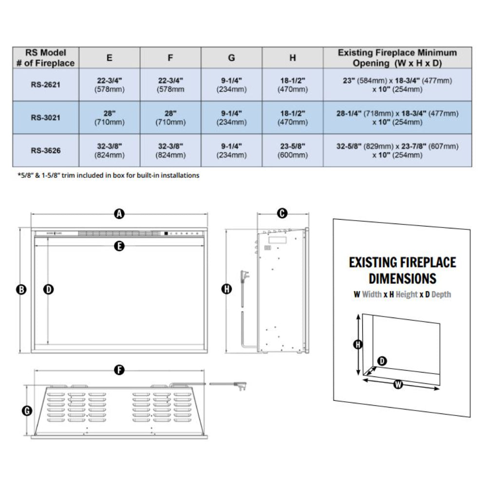 Modern Flames 26" Redstone Traditional Electric Fireplace [RS-2621]