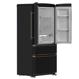 Forno Luigi 33-Inch French Door Refrigerator, 18 cu.ft, Antique Brass Handles, ENERGY STAR Certified