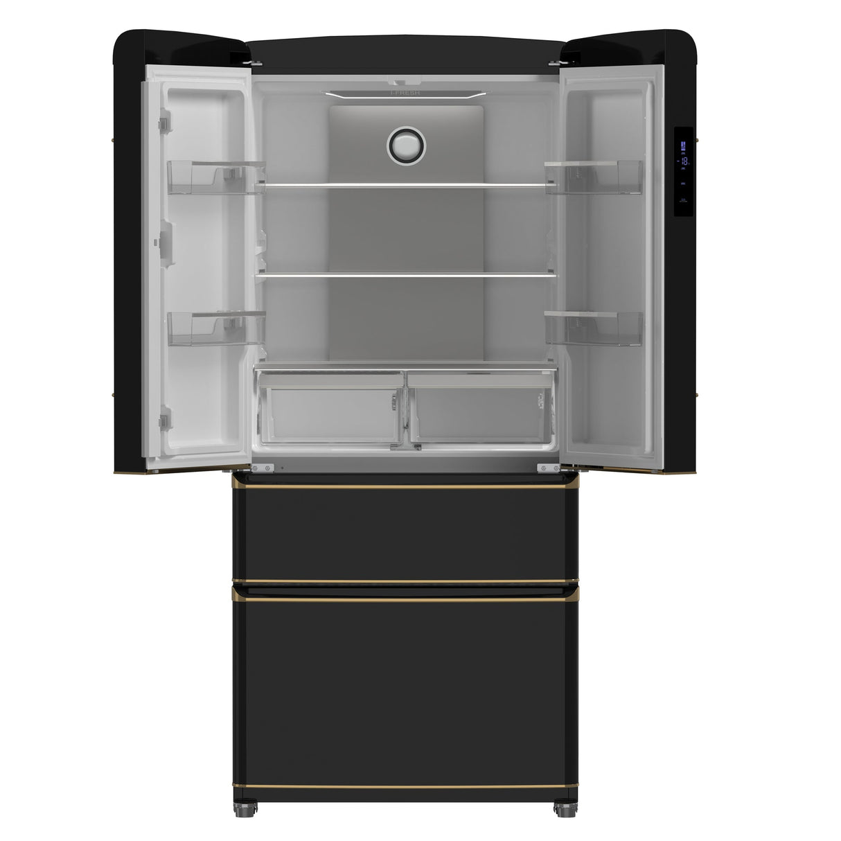 Forno Luigi 33-Inch French Door Refrigerator, 18 cu.ft, Antique Brass Handles, ENERGY STAR Certified