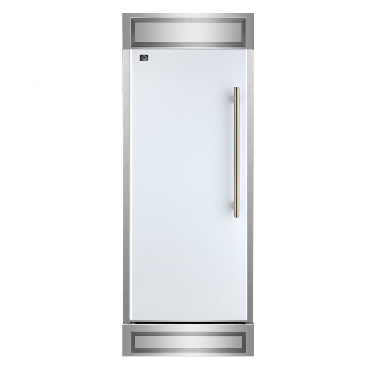 Forno Maderno 28-Inch Built-In Convertible Refrigerator with Antique Brass, 13.6 cu.ft, Left Swing, Decorative Grill