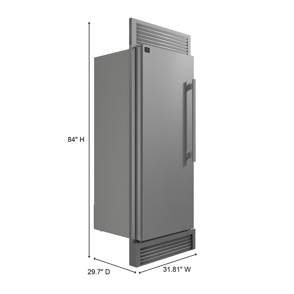 Forno Maderno 28" Built-In Convertible Refrigerator in  Stainless Steel, 13.6 cu.ft. Left Swing with Decorative Grill