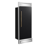 Forno Maderno 28-Inch Built-In Convertible Refrigerator With Antique Brass Handle, 13.6 cu.ft. Right Swing with Decorative Grill - 32-Inch Wide