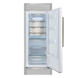 Forno Maderno 28" Built-In Convertible Refrigerator – 13.6 cu.ft, Antique Brass Handle & Decorative Trim