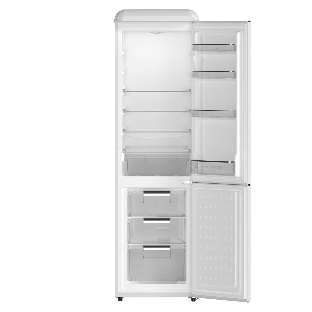 Forno Storico 22-Inch Retro bottom freezer Fridge, 9 cu.ft, Copper-Tone Handle