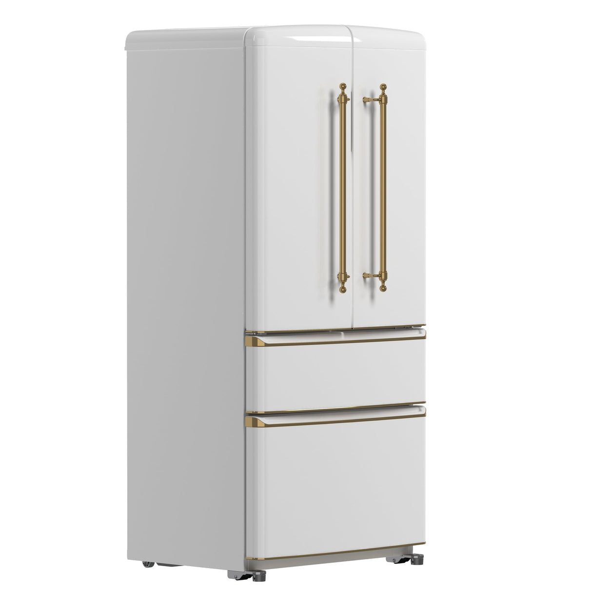 Forno Luigi 33-Inch French Door Refrigerator, 18 cu.ft, Antique Brass Handles, ENERGY STAR Certified