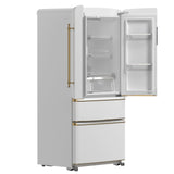 Forno Luigi 33-Inch French Door Refrigerator, 18 cu.ft, Antique Brass Handles, ENERGY STAR Certified