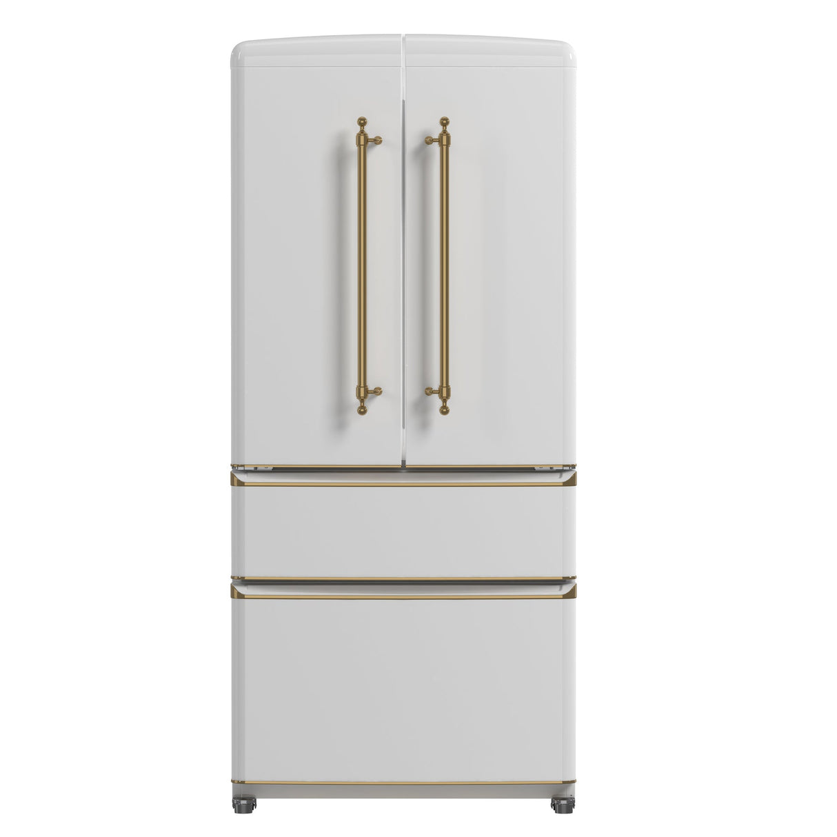 Forno Luigi 33-Inch French Door Refrigerator, 18 cu.ft, Antique Brass Handles, ENERGY STAR Certified