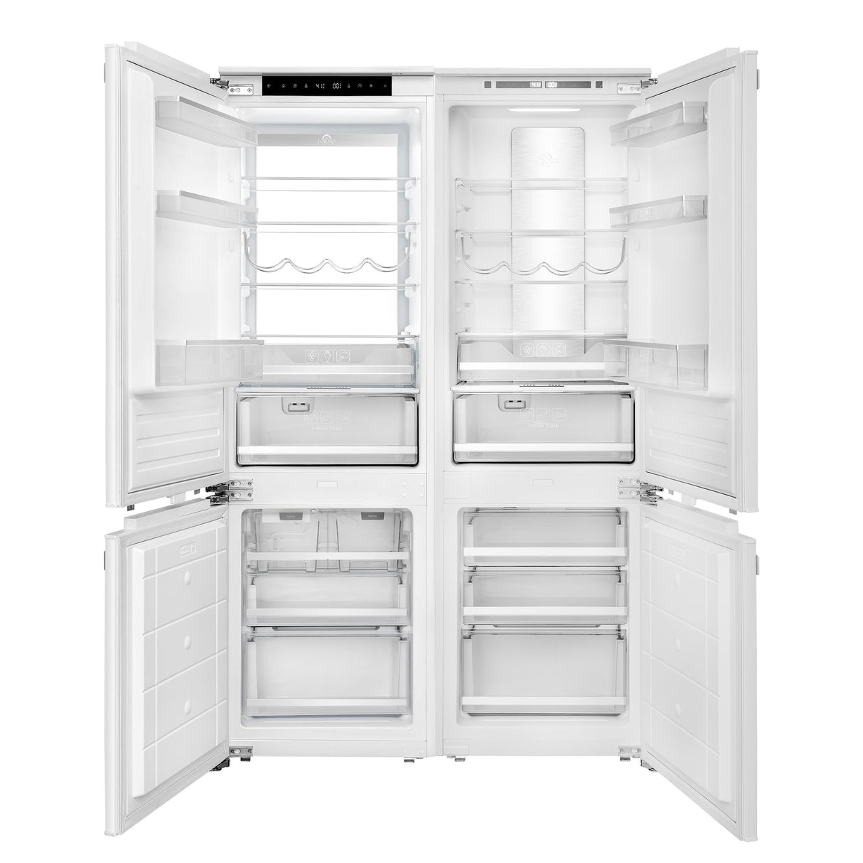 Forno Rivestito 42 Inch Panel Ready Double Bottom Freezer, Ice Maker, Total No Frost