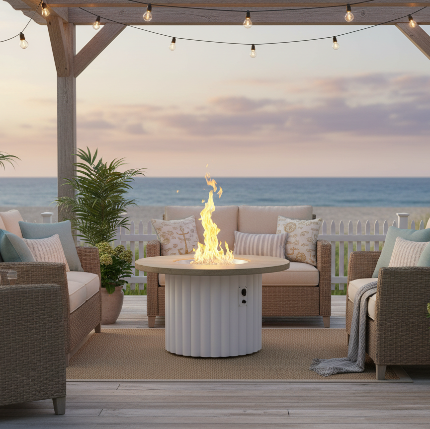 The Outdoor Greatroom Reverie 42" Round Gas Fire Pit Table - REVRBL-42-K