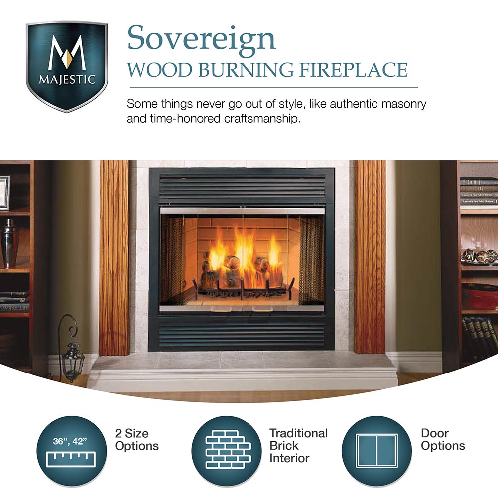 Majestic 36" Sovereign Wood Burning Fireplace