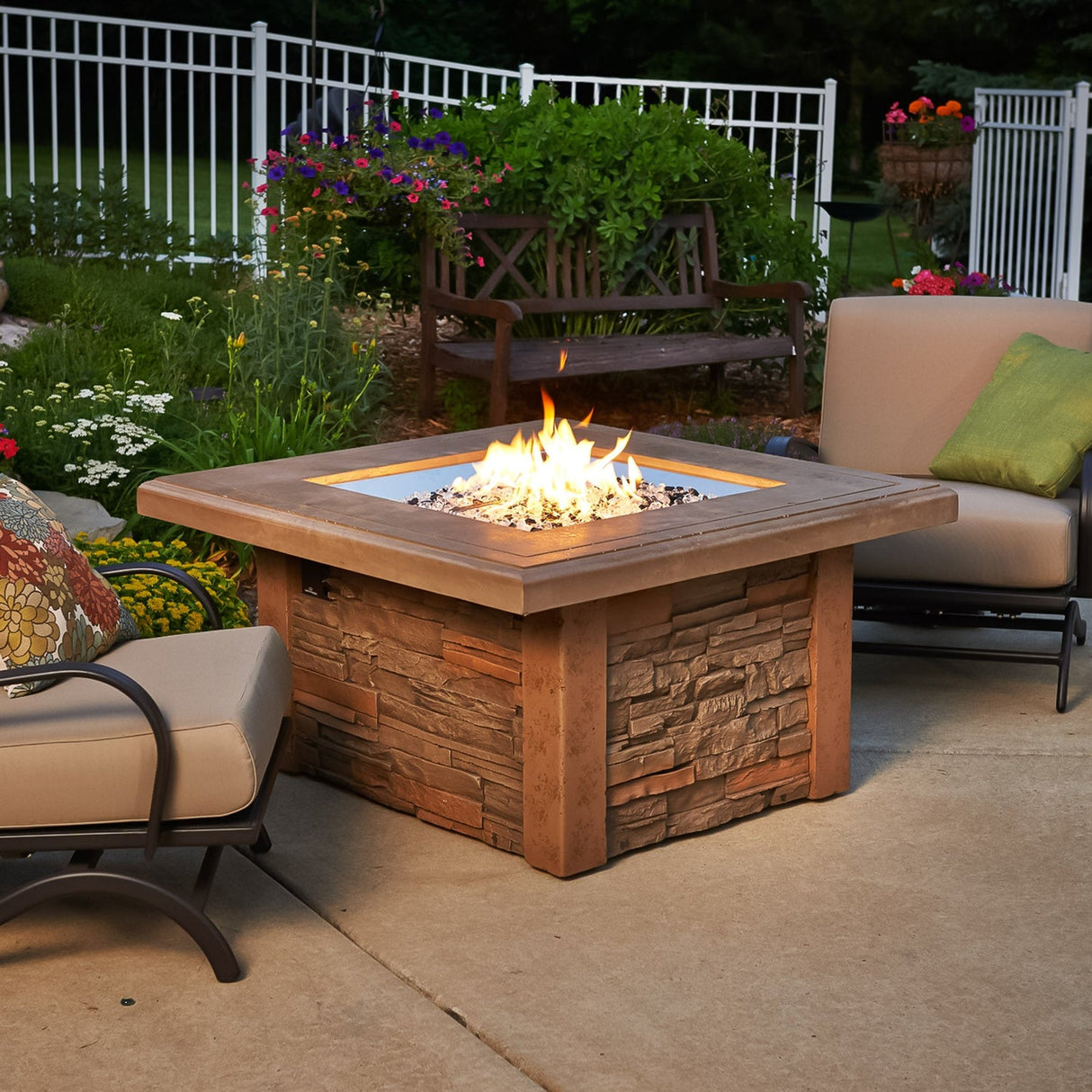 The Outdoor Greatroom Sierra 43"  Square Gas Fire Pit Table - SIERRA-2424-M-K