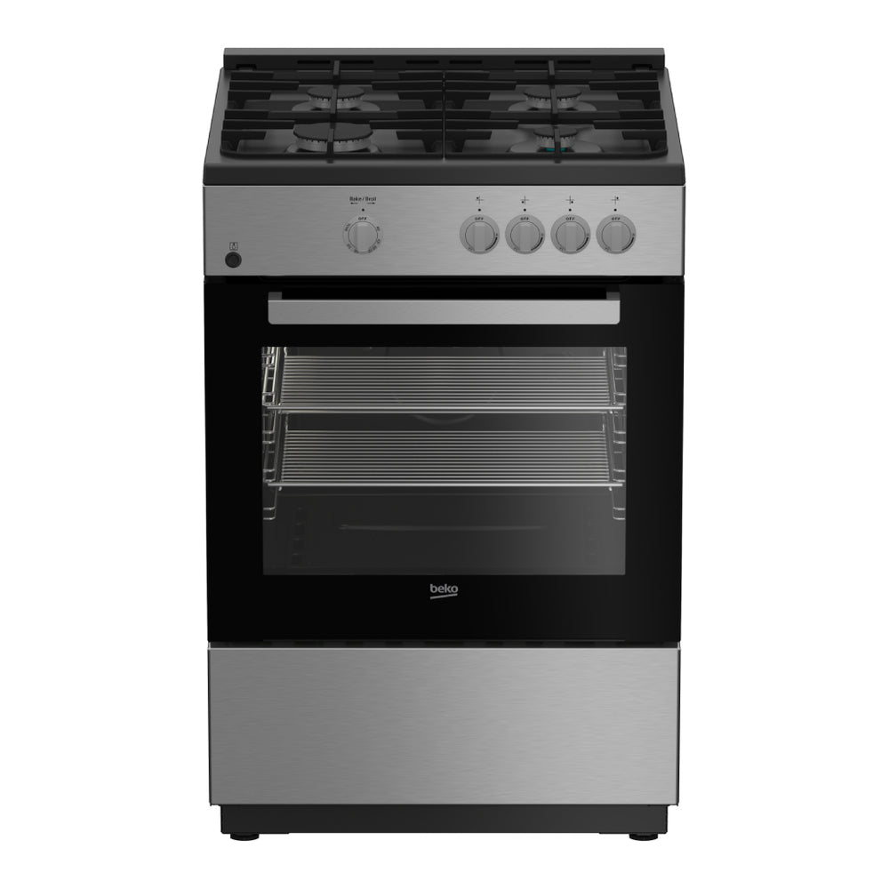 Beko 24" Gas Range with 4 Burners, 2.51 cu. ft. Capacity, Powerful Dual Ring Burner, Auto Reignition, in Stainless Steel