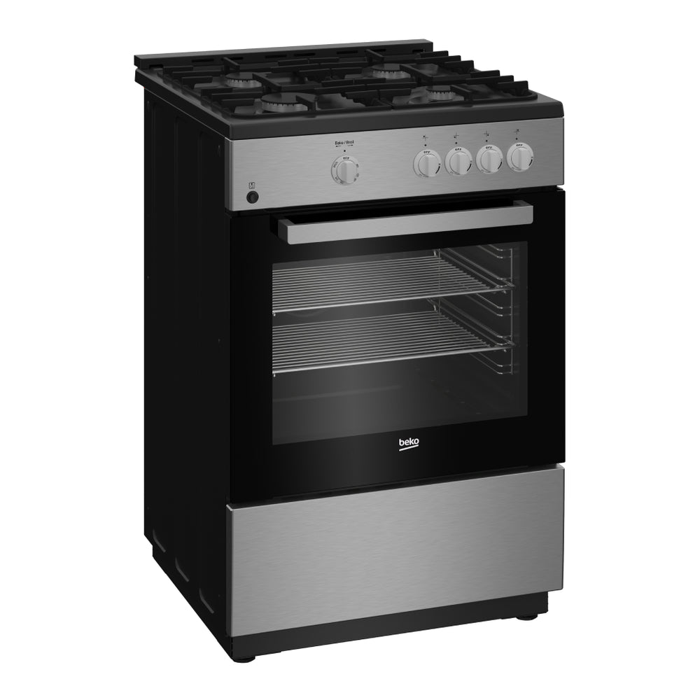 Beko 24" Gas Range with 4 Burners, 2.51 cu. ft. Capacity, Powerful Dual Ring Burner, Auto Reignition, in Stainless Steel