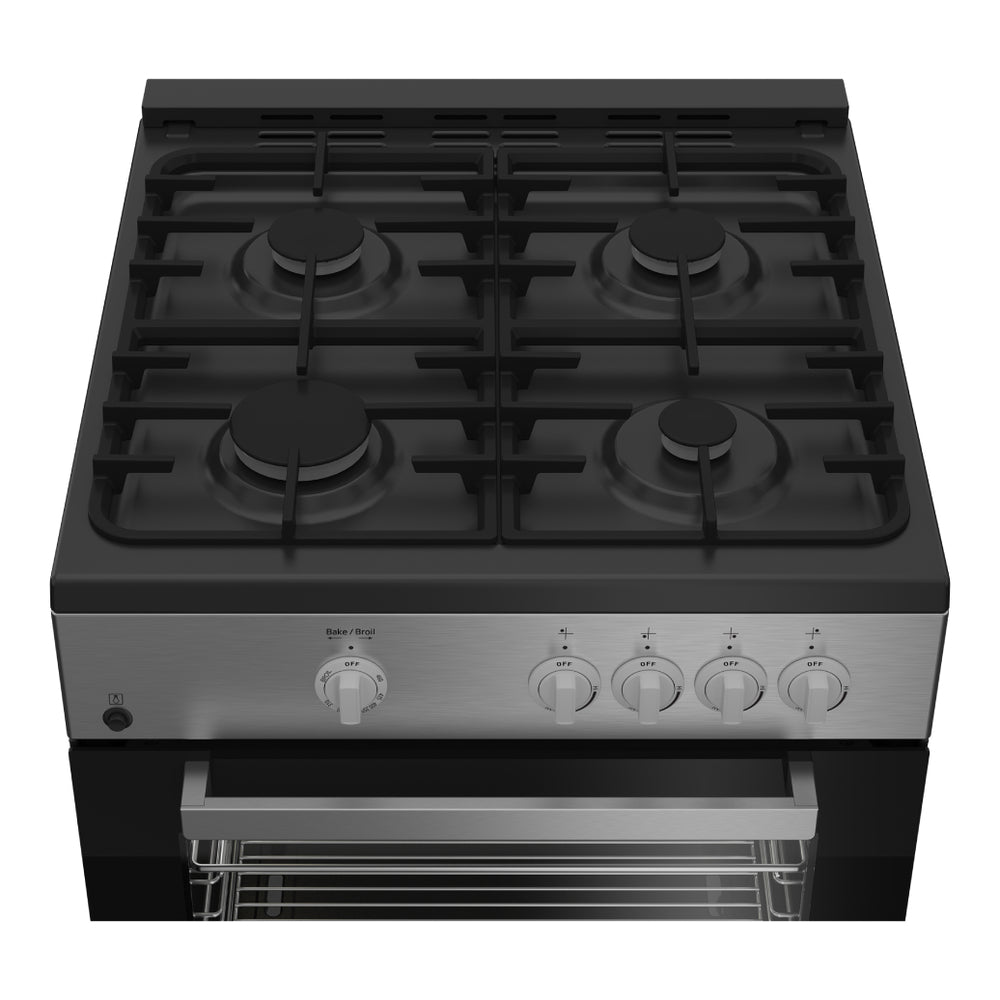 Beko 24" Gas Range with 4 Burners, 2.51 cu. ft. Capacity, Powerful Dual Ring Burner, Auto Reignition, in Stainless Steel