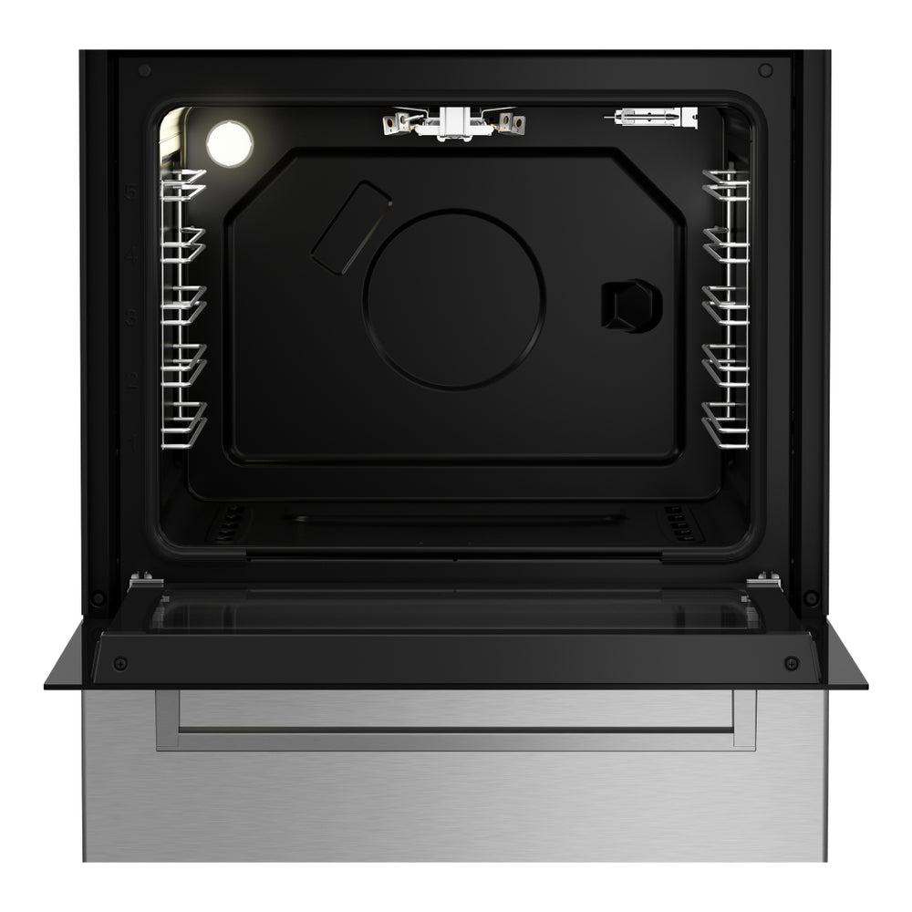 Beko 24" Gas Range with 4 Burners, 2.51 cu. ft. Capacity, Powerful Dual Ring Burner, Auto Reignition, in Stainless Steel