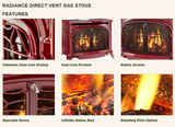Vermont Castings Radiance Direct Vent Gas Stove with IntelliFire Ignition - RADVT-IFT