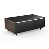 Forno Evoluto Tavolo 51" Smart Coffee Table with Wood-Accent Sides – Dual Cooling Drawers, Wireless Charging & Bluetooth Speaker