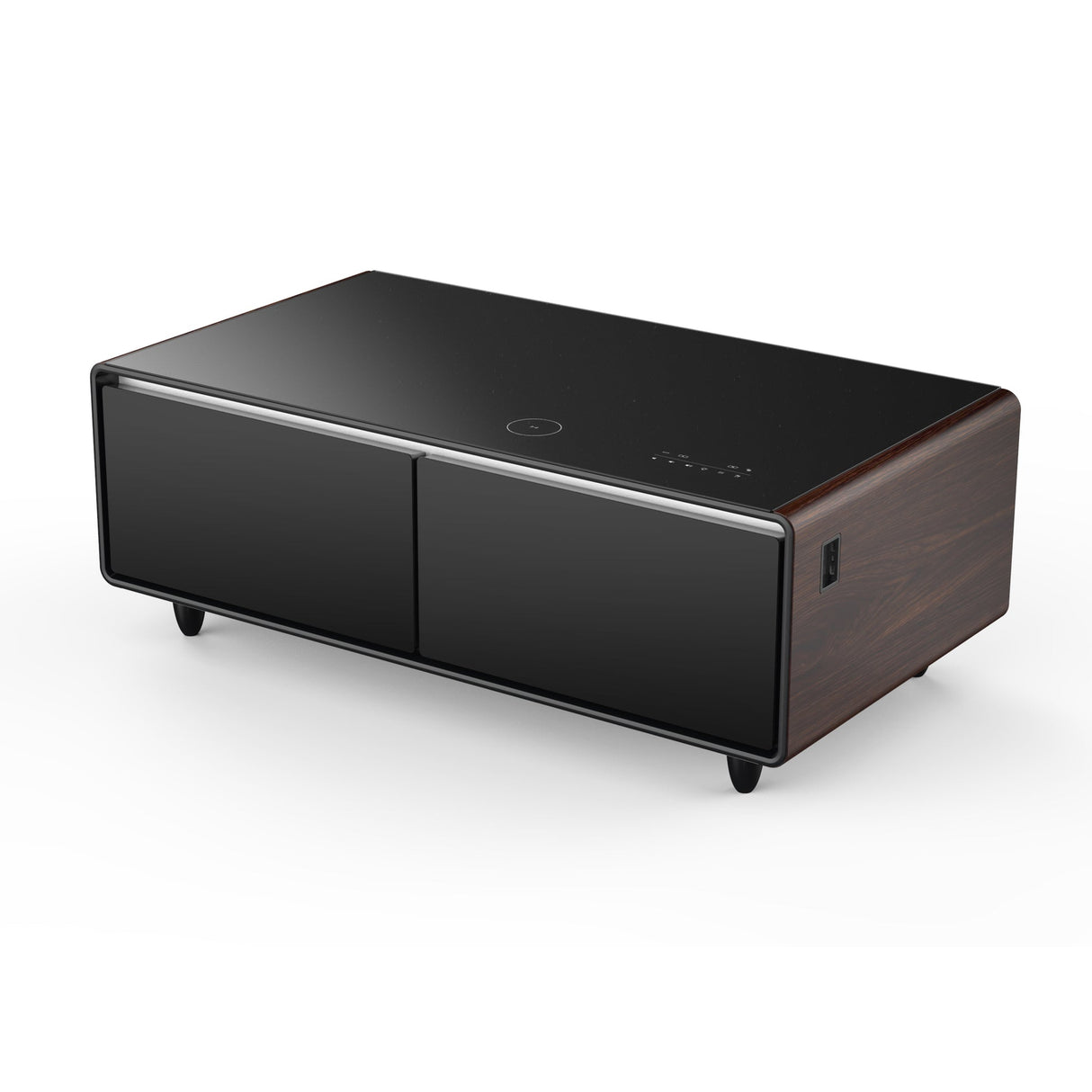 Forno Evoluto Tavolo 51" Smart Coffee Table with Wood-Accent Sides – Dual Cooling Drawers, Wireless Charging & Bluetooth Speaker