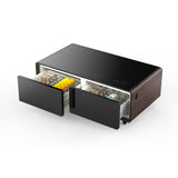 Forno Evoluto Tavolo 51" Smart Coffee Table with Wood-Accent Sides – Dual Cooling Drawers, Wireless Charging & Bluetooth Speaker