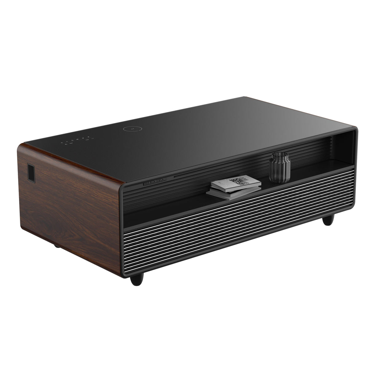 Forno Evoluto Tavolo 51" Smart Coffee Table with Wood-Accent Sides – Dual Cooling Drawers, Wireless Charging & Bluetooth Speaker