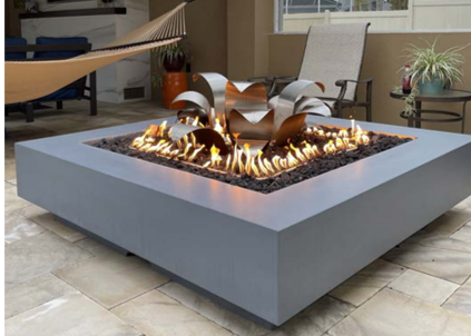 The Outdoor Plus Cabo Square Concrete Fire Pit + Free Cover