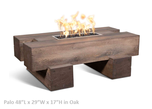 The Outdoor Plus Palo Wood Grain Concrete Fire Pit + Free Cover