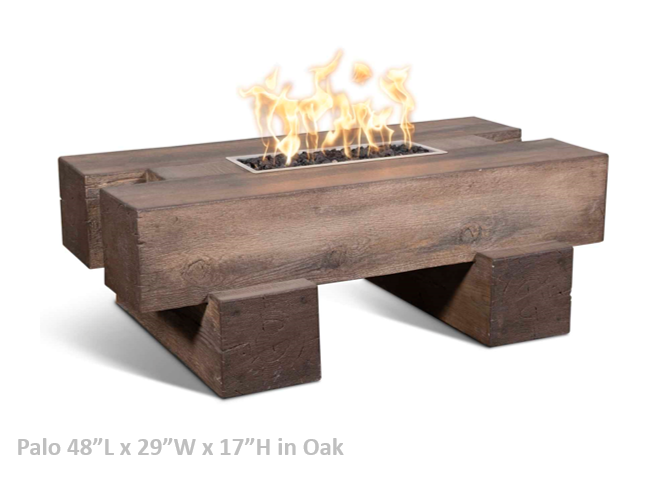 The Outdoor Plus Palo Wood Grain Concrete Fire Pit + Free Cover