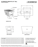 The Outdoor Plus Plymouth Rectangular Wood Grain Concrete Fire Pit + Free Cover