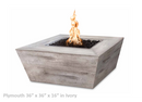 The Outdoor Plus Plymouth Square Wood Grain Concrete Fire Pit + Free Cover