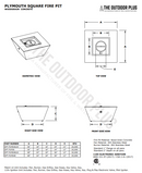 The Outdoor Plus Plymouth Square Wood Grain Concrete Fire Pit + Free Cover