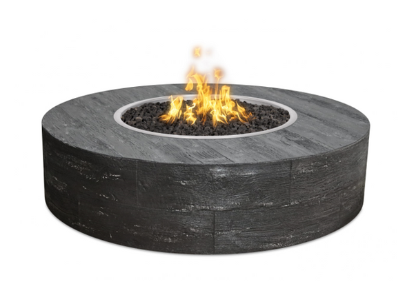 The Outdoor Plus Sequoia Wood Grain Concrete Fire Pit + Free Cover