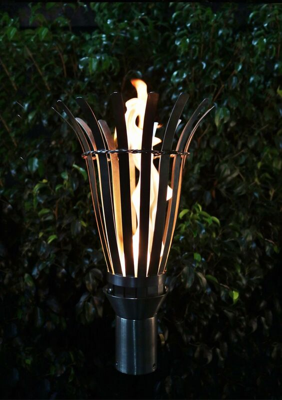 The Outdoor Plus Basket Fire Torch / Stainless Steel + Free Cover