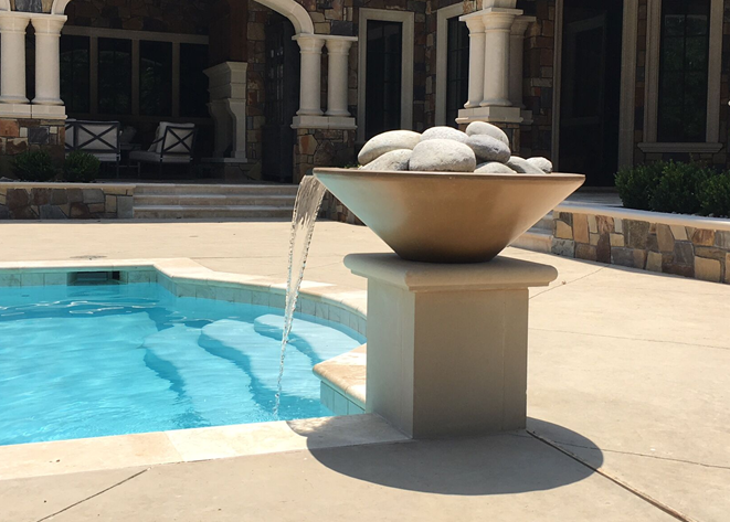 The Outdoor Plus Cazo Concrete Planter Bowl with Water