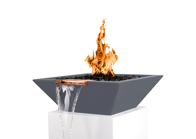 The Outdoor Plus Maya Concrete Fire & Water Bowl + Free Cover