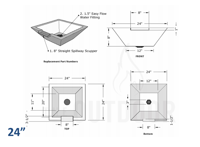 The Outdoor Plus Maya Concrete Water Bowl + Free Cover