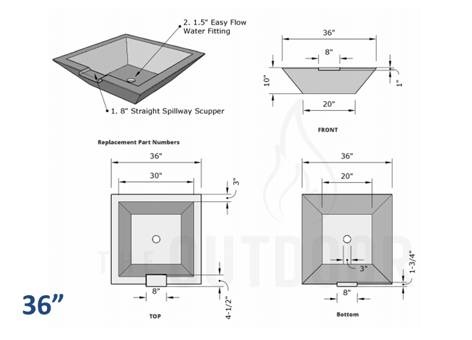 The Outdoor Plus Maya Concrete Water Bowl + Free Cover