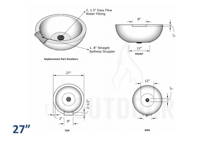 The Outdoor Plus Sedona Concrete Water Bowl + Free Cover