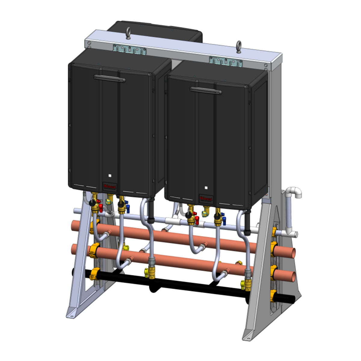 Rinnai Exterior 3-Unit Free Standing Rack System – Propane (TRS03CUeP)